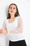 Women's Sleeve Tulle Detailed Blouse - 5
