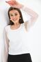 Women's Sleeve Tulle Detailed Blouse - 6