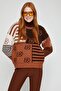 Women's Patterned Turtleneck Sweater 3wal90218ht - 2