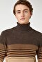 Men's Brown Striped Sweater 3WAM70106HT