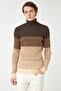 Men's Brown Striped Sweater 3WAM70106HT - 3