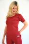 Women's Polymer Coated Fat Burning Providing Sweating Burgundy Sauna Thermal One Piece T-shirt