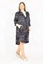 Women's Plus Size Navy Blue V-Neck Javanese Dress 65n35527 - 5