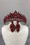 Red Eda Model Three-Dimensional Bridal Crown and Evening Dress Earring Set – Wedding & Henna & Wedding, Stylish Design – Ma