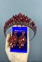 Red Eda Model Three-Dimensional Bridal Crown and Evening Dress Earring Set – Wedding & Henna & Wedding, Stylish Design – Ma - 6