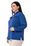 Plus Size Neck and Ruffle Detail on the Chest Indigo Blouse with Side Slits - 5