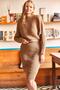 Women's Camel Top Corded Bat Sweater Bottom Strap Dress Set TKM-19000179 - 2