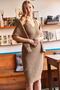 Women's Camel Top Corded Bat Sweater Bottom Strap Dress Set TKM-19000179 - 6