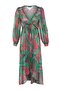 Tropikal Desenli Dokuma Şeritli Maxi Plaj Kimono&Kaftan TBESS23KM00002 - 8