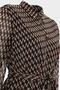 Polo Neck Geometric Pattern Button Detailed Chiffon Mini Dress - 2