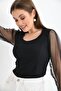 Women's Sleeve Tulle Detailed Blouse - 6