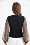 Women's Sleeve Tulle Detailed Blouse - 8