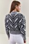 Women's Gray Turtleneck Patterned Sweater 20235009 - 5