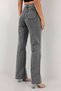 Candel Women's Non-Fading Smoked Snow Wash High Waist Plaszo Jeans Loose Leg Jeans Gathering - 2