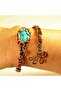 Natural Turquoise Crystal Pure Copper Handmade Authentic Women's Bracelet - 2