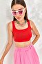Red – Women's Ribbed Crop Tank Top - 3