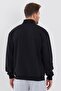 Cotton Zippered Men's Black Cardigan with Stand Collar and Side Pockets - 4