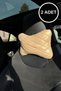 Cream Quilted Leather Silver Stone Striped Neck Pillow Car Pillow Set of 2