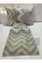Teenager's Room and Children's Room Gray Cream Zigzag Single Duvet Cover Set with Elastic Sheets - 4