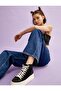 All Blue Loose Lycra Women's Medium Blue Super High Waist Loose Leg Denim Jeans Palazzo Trousers - 2