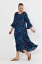 Women's Petrol Blue Bohemian Shawl Pattern Ethnic Authentic Dress - 5