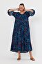 Women's Petrol Blue Bohemian Shawl Pattern Ethnic Authentic Dress - 6
