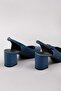 Genuine Leather Laser Cut Stylish Heeled Shoes Şhn.876 - Blue - 38 - 6