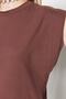 Kahverengi %100 Pamuk Vatka Görünümlü Basic Bisiklet Yaka Örme T-Shirt TWOSS20TS0021 - 5