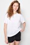 Beyaz %100 Pamuk Bisiklet Yaka Oversize/Geniş Kalıp Örme T-Shirt TWOSS20TS0134 - 11