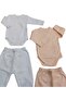 Set of 2 Long Sleeved Gloves, Double Breasted Bodysuit and Booties Bottom - 3