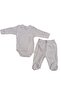 Set of 2 Long Sleeved Gloves, Double Breasted Bodysuit and Booties Bottom - 6