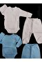 Set of 2 Long Sleeved Gloves, Double Breasted Bodysuit and Booties Bottom - 3