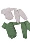 Set of 2 Long Sleeved Gloves, Double Breasted Bodysuit and Booties Bottom - 3