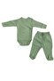 Set of 2 Long Sleeved Gloves, Double Breasted Bodysuit and Booties Bottom - 8
