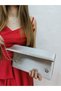 Women's Satin Stoned Silver Evening Dress Clutch Portfolio Handbag Wedding Engagement Bag - 3