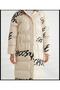 Oversize Pattern Long and Thick Puffer Jacket with Hooded Zipper and Button Closure - 4