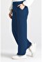 Miyase Length Lycra Wide Leg Trousers - Indigo - 3