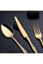 مجموعة أدوات المائدة Lalezar Titanium Gold Full Gold Shiny المكونة من 89 قطعة - 3