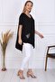 Women's Black Glitter 2 Pocket Asymmetrical Knitted Tunic Half Sleeve G028-s2s - 5