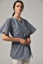 Women's Double Breasted Blouse Satin Fabric - 3