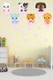 Cute Animals Pink Clouds And Pink Stars Kids Room Wall Sticker Set - 2
