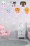 Cute Animals Pink Clouds And Pink Stars Kids Room Wall Sticker Set - 3