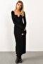 Women's Black V-Neck Maxi Camisole Dress EY1086