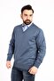 Men's Thin Wool Knitwear Knitted Dad V-Neck Sweater Blouse - 4