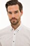White Slim Fit Shirt with Beige Detail - 2
