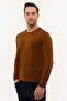 Men's Brown Slim Fit Crew Neck Basic Knitwear Sweater G021SZ0TK.000.1111422 - 3