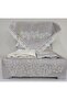 Luxury Gray 6-Piece French Laced Prayer Rug Set with Storage