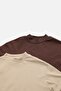 Kahverengi-Bej 2'li Paket %100 Pamuk Basic Dik Yaka Örme T-Shirt TWOSS20TS1500 - 15