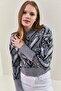 Women's Gray Turtleneck Patterned Sweater 20235009 - 2