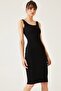 Black – Women's Thick Strap Camisole Long Dress - 3